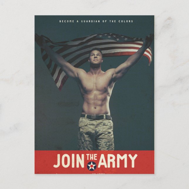 Cartão Postal Bandeira do Exército Americano Vintage (Frente)