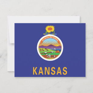 Cartão Postal Bandeira do Kansas Girassol Selo & Ad Astra Lembra