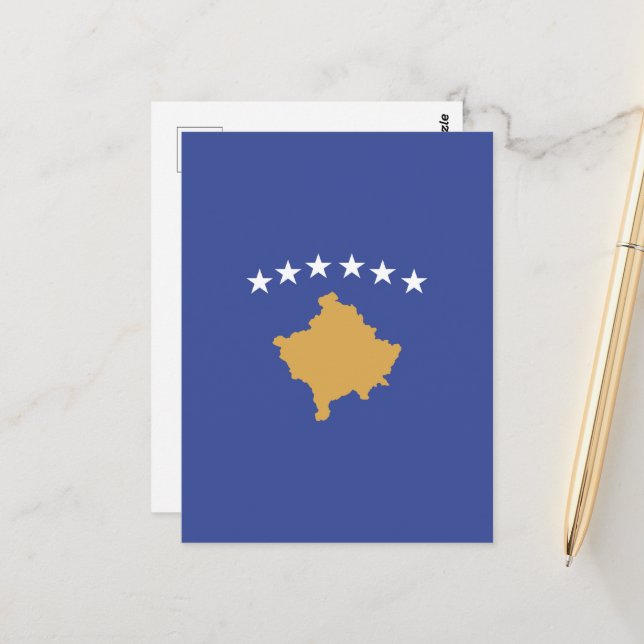 Cartão Postal Bandeira do Kosovo (Frente/Verso In Situ)