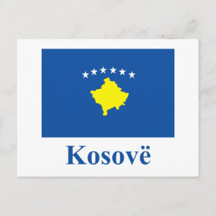 Cartão Postal Bandeira do Kosovo com nome em albanês