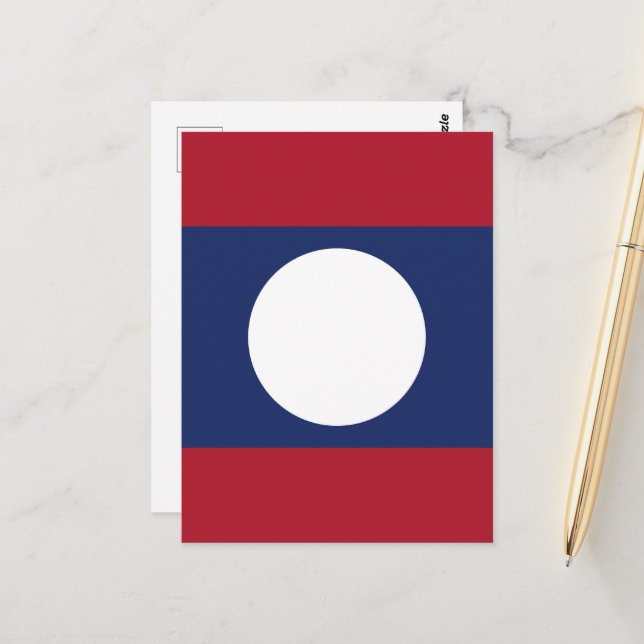 Cartão Postal bandeira do Laos (Frente/Verso In Situ)