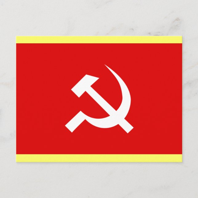 Cartão Postal Bandeira do Martelo e Foice da URSS Russa (Frente)