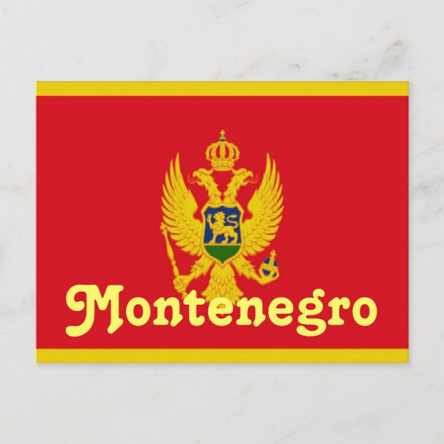 Cartão Postal Bandeira do Montenegro (Frente)
