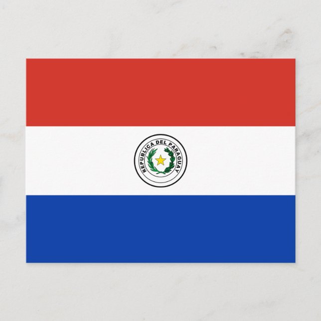 Cartão Postal Bandeira do Mundo do Paraguai (Frente)
