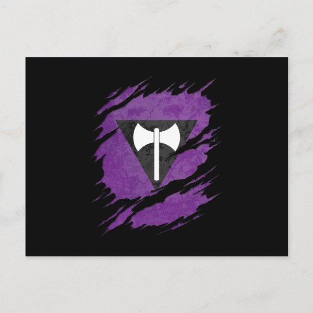 Cartão Postal Bandeira do Orgulho Labrys Lésbica Ripada Revela (Frente)