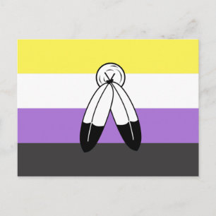 Cartão Postal Bandeira do Orgulho Não Binário com Dois Espírito