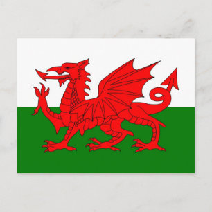 Cartão Postal bandeira do País de Gales dragão vermelho galês