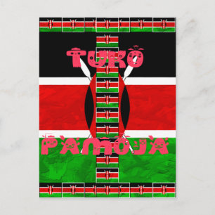 Cartão Postal Bandeira do Quênia: Tuko Pamoja - Design de Arte U