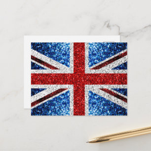 Cartão Postal bandeira do Reino Unido vermelha azul branca faísc