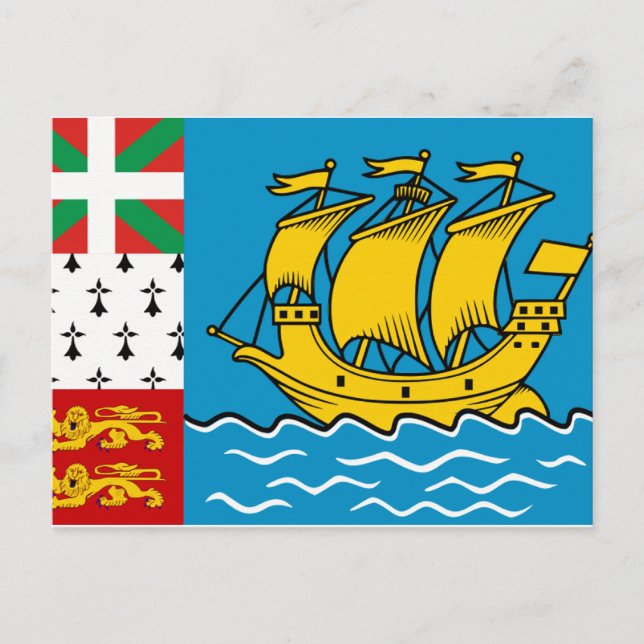 Cartão Postal Bandeira do santo Pierre e Miquelon (Frente)
