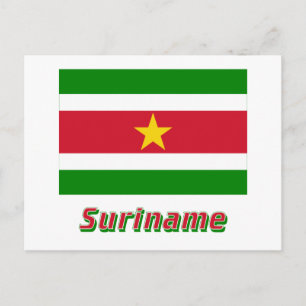 Cartão Postal Bandeira do Suriname com o Nome