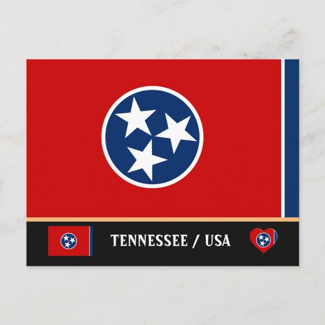 Cartão Postal Bandeira do Tennessee & Tennessee Estado EUA /Amér (Frente)