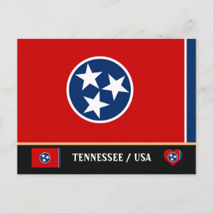Cartão Postal Bandeira do Tennessee & Tennessee EUA /América