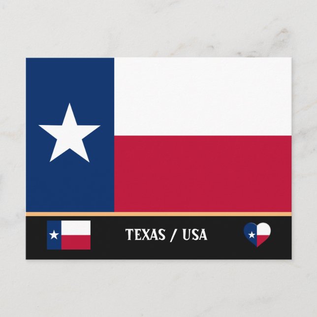 Cartão Postal Bandeira do Texas & Texas Estado EUA /América (Frente)