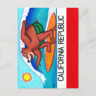 Cartão Postal Bandeira do Urso Navegador da Califórnia