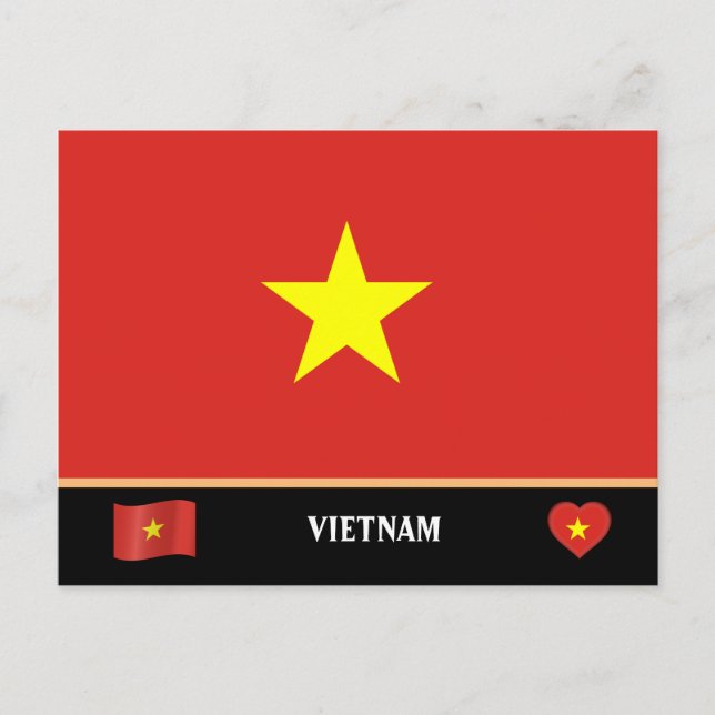 Cartão Postal Bandeira do Vietnã & viagem pelo país vietnamita / (Frente)