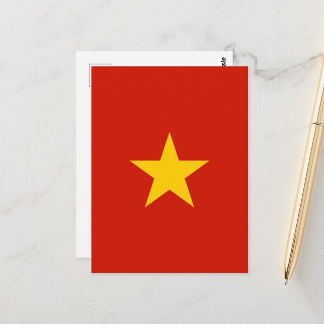 Cartão Postal bandeira do Vietname (Frente/Verso In Situ)