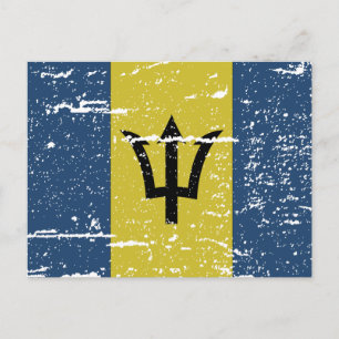 Cartão Postal Bandeira do Vintage Barbados