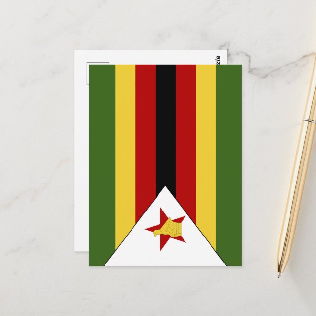 Cartão Postal Bandeira do Zimbabué (Frente/Verso In Situ)