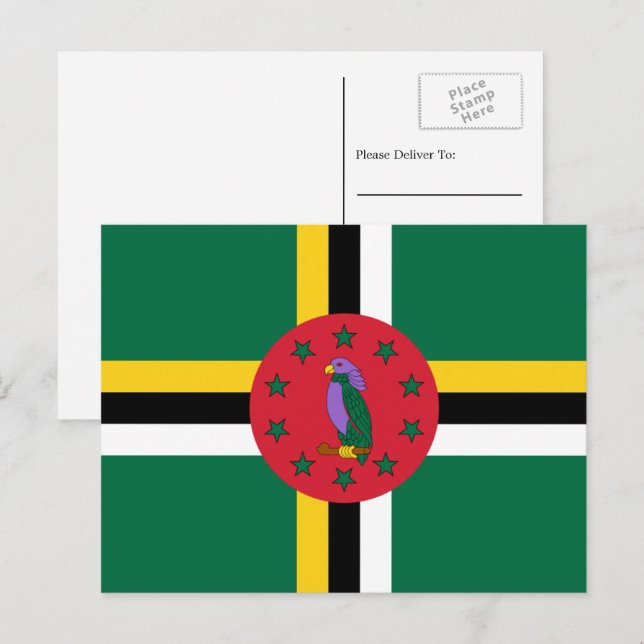 Cartão Postal Bandeira Dominicana, Bandeira da Domínica (Frente/Verso)