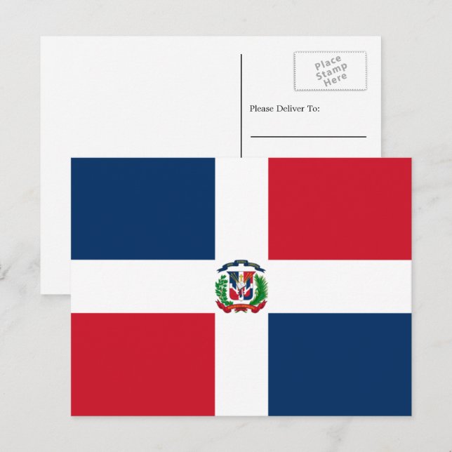Cartão Postal Bandeira Dominicana, Bandeira da República Dominic (Frente/Verso)