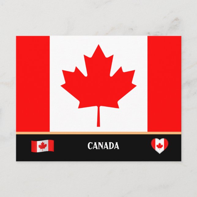 Cartão Postal Bandeira dos canadenses e viagem pelo Canadá / Can (Frente)