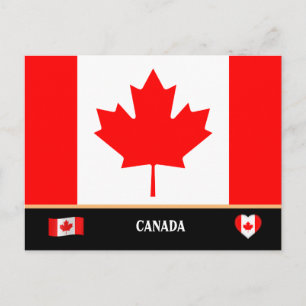 Cartão Postal Bandeira dos canadenses e viagem pelo país Canadá