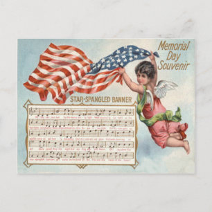Cartão Postal Bandeira dos EUA Anjo Querubim Aurora Estelar