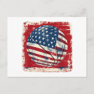 Cartão Postal Bandeira dos EUA Basquetebol 4 de Julho
