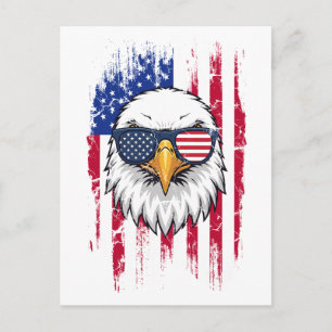 Cartão Postal Bandeira dos EUA e Águia Americana Grunge