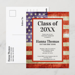 Cartão Postal Bandeira dos EUA Festa de Formatura Patriótica Mil