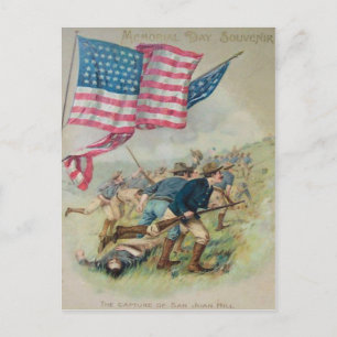 Cartão Postal bandeira dos EUA San Juan Hill Roosevelt
