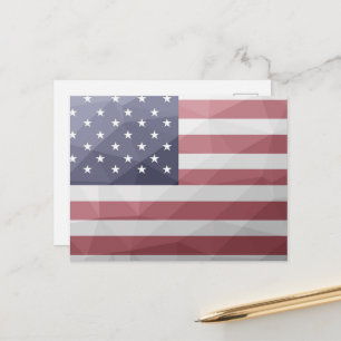Cartão Postal Bandeira dos EUA Vermelho Branco Azul América Geom