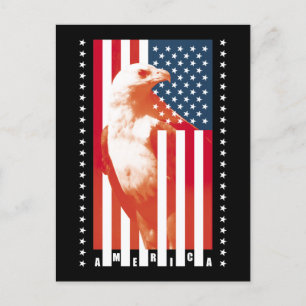 Cartão Postal Bandeira e águia dos Estados Unidos da América