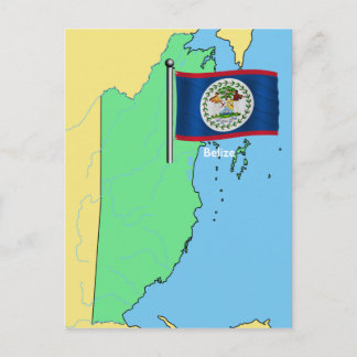 Cartão Postal Bandeira e Mapa de Belize
