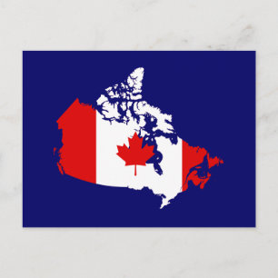 Cartão Postal bandeira e mapa do Canadá
