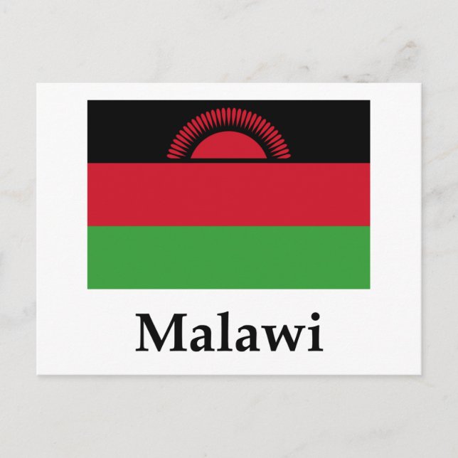 Cartão Postal Bandeira E Nome Malawi (Frente)