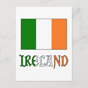 Cartão Postal Bandeira e Palavra da Irlanda