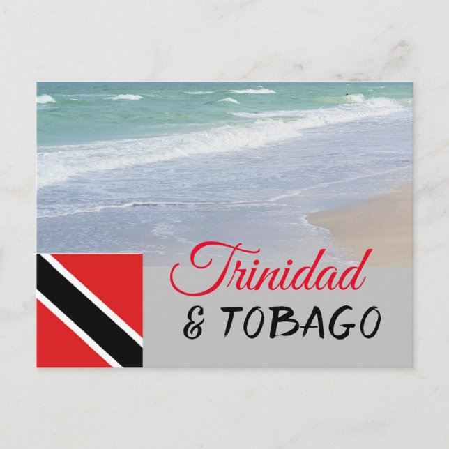 Cartão Postal Bandeira e praia de Trinidad e Tobago (Frente)
