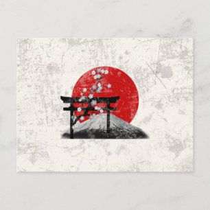 Cartão Postal Bandeira e Símbolos do Japão ID153