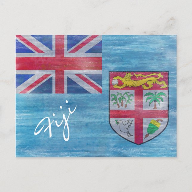 Cartão Postal Bandeira em perigo das Ilhas Fiji (Frente)