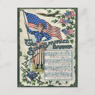 Cartão Postal Bandeira Estrelada da Senhora Liberdade Americana