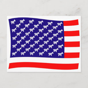 Cartão Postal Bandeira Estrelas e Listras Democrata