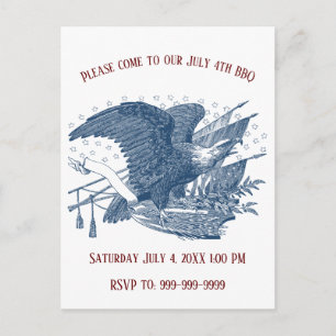 Cartão Postal Bandeira EUA Águia Gritante Patriótica Vintage com