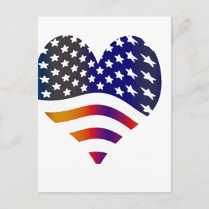 Cartão Postal bandeira eua coração amor americano honra tropas l