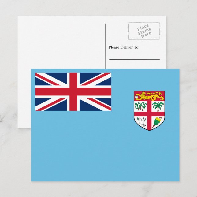 Cartão Postal Bandeira Fijiana, Bandeira das Fiji (Frente/Verso)