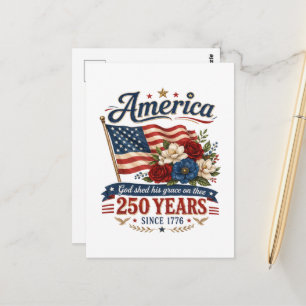 Cartão Postal Bandeira Floral 250 Anos da América
