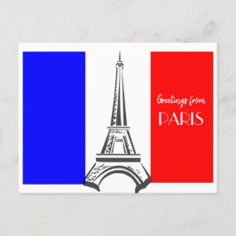 Cartão Postal Bandeira francesa da Torre Eiffel Paris