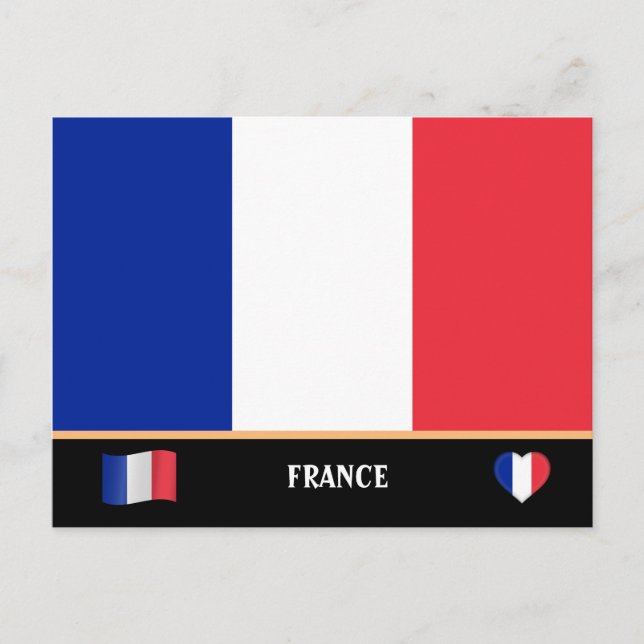 Cartão Postal Bandeira Francesa & Viagem pelo país francês / Fra (Frente)