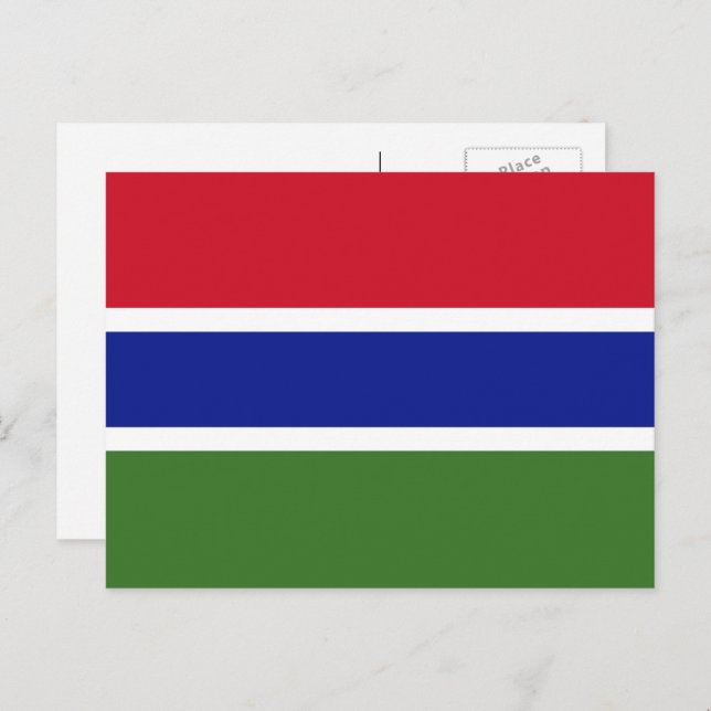 Cartão Postal Bandeira Gambiana, Bandeira da Gâmbia (Frente/Verso)